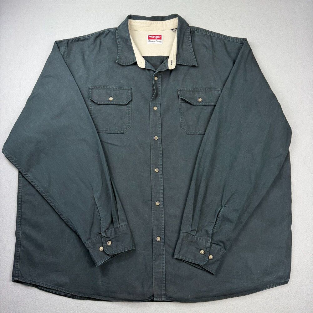 Wrangler Premium Quality Western Men’s Black Button Long Sleeve Shirt Size 3XL